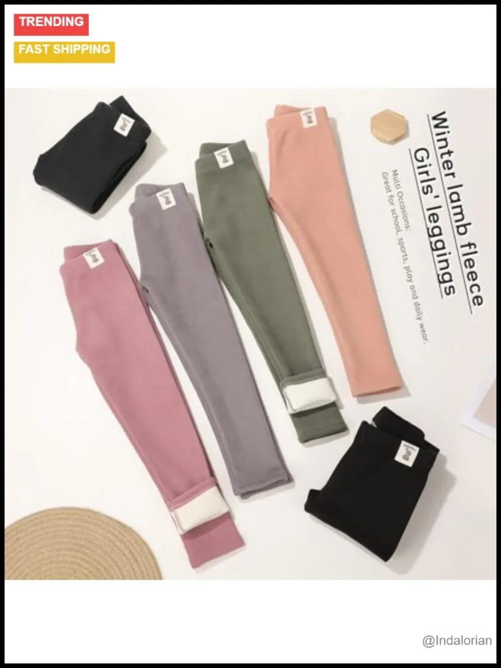 6 Pack Girls Fleece Lined Leggings Winter Warm Pants Toddler